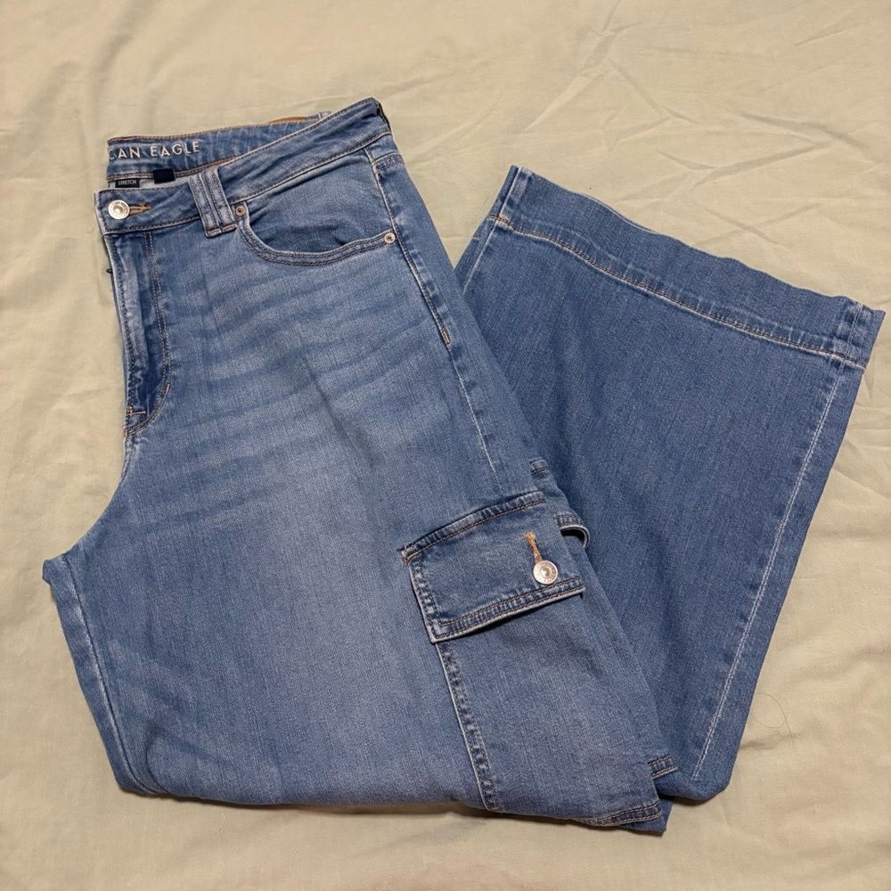 American Eagle Outfitters wide leg cargo jeans